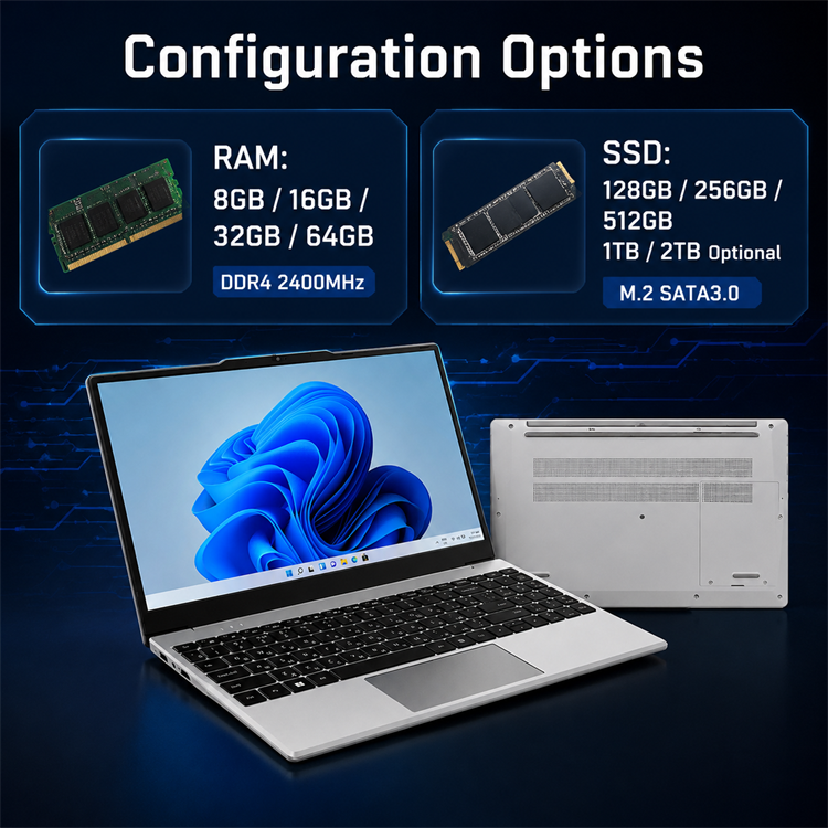 WYSECHY 15.6inch Laptop AMD Ryzen 3 3200U 16GB Ram SSD 512GB Rom M.2 2280 silver - Image 4